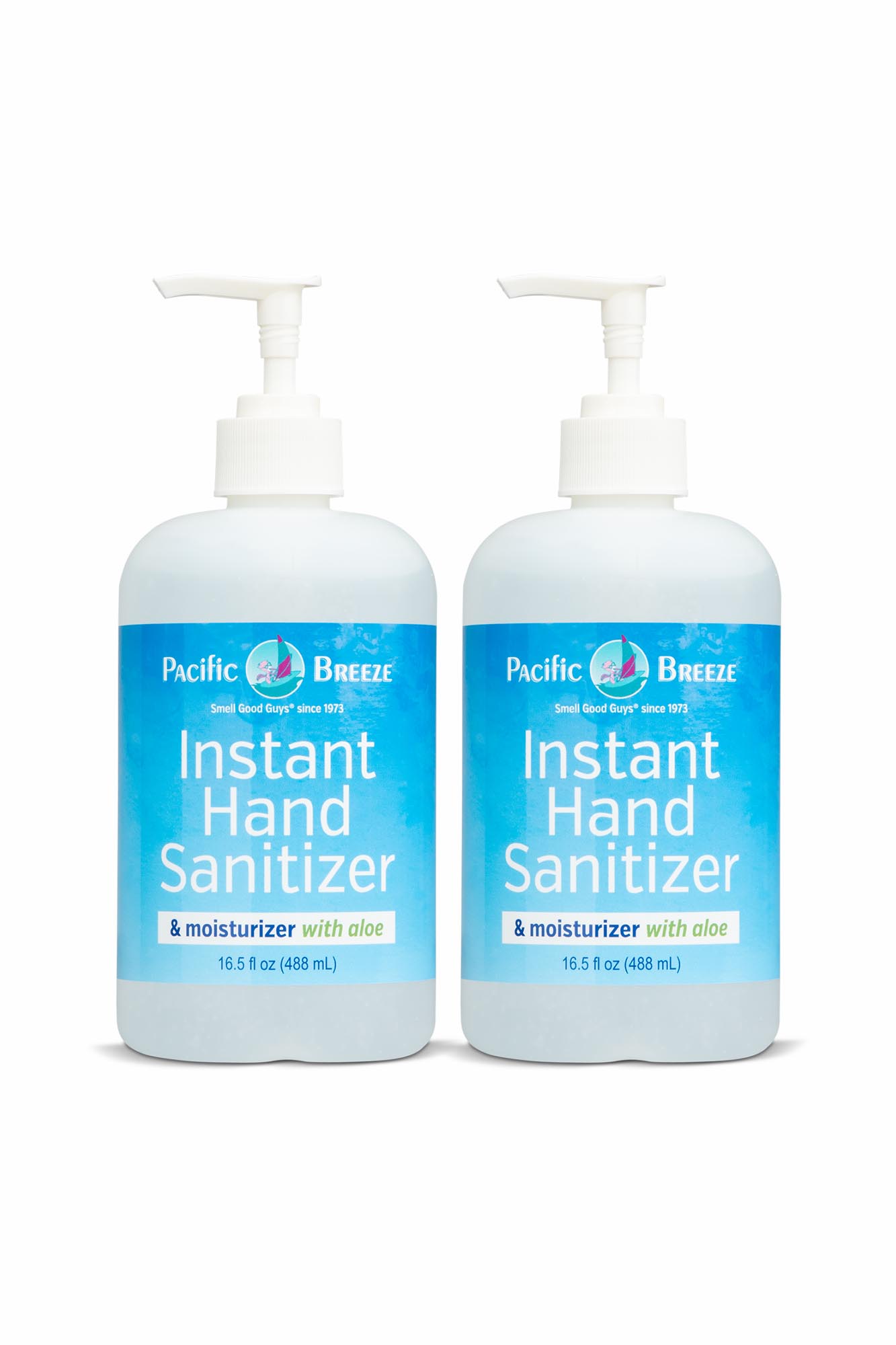Pacific Breeze Instant Hand Sanitizer & Moisturizer with Aloe Vera - 16.5 oz x 2 Bottles
