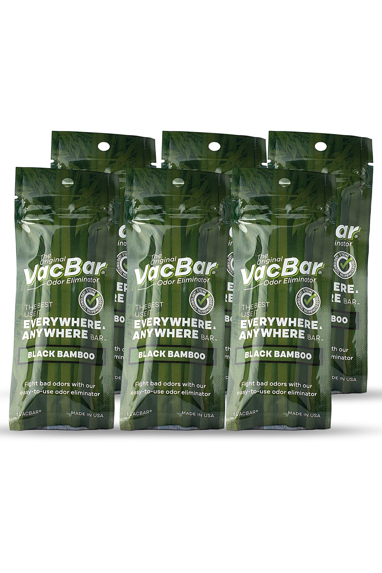 VacBar® Odor Eliminator - Black Bamboo, 6 Bars