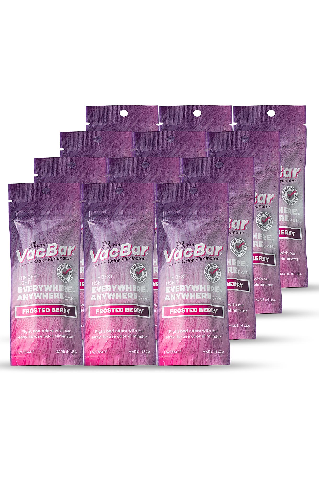 VacBar® Odor Eliminator - Frosted Berry, 12 Bars