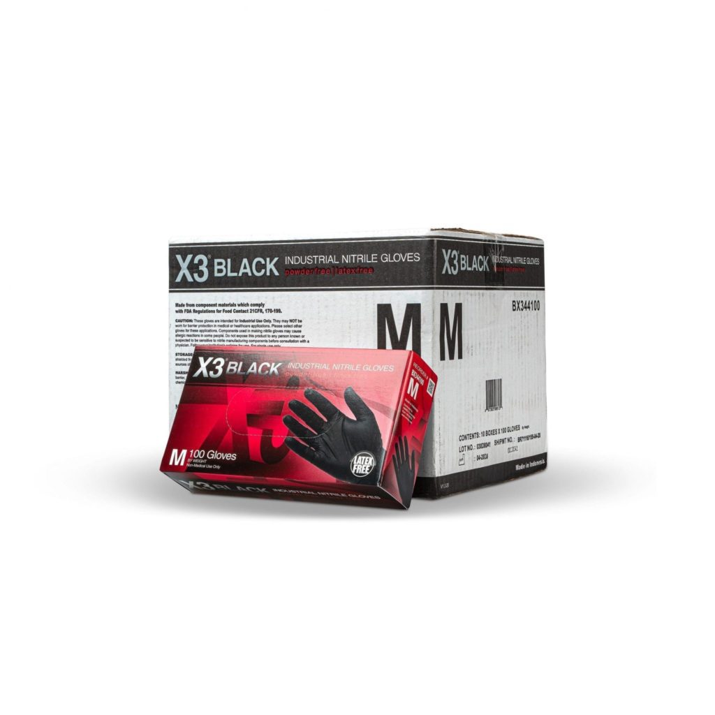 AMMEX BX3 Black Nitrile Industrial Latex Free Disposable Gloves